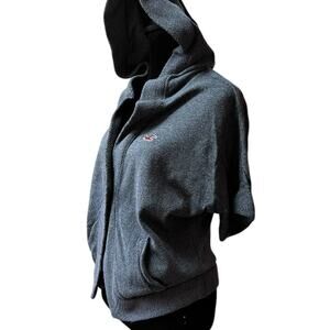 Hollsister S women’s sweater hoodie with short sleeves, heather gray